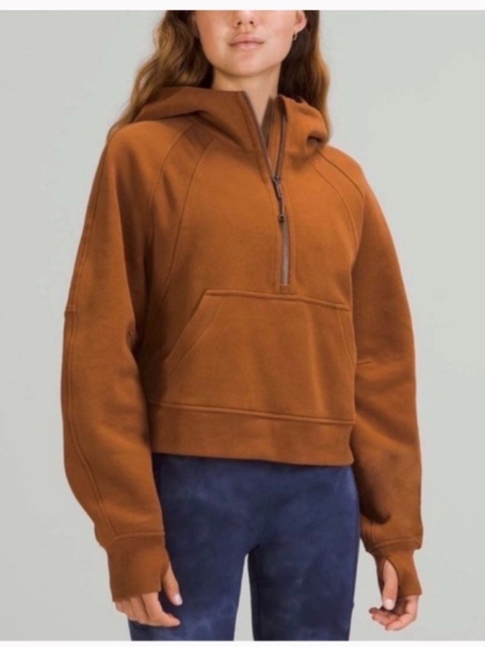 lululemon athletica Cropped Hooded Half-Zip Jacket - Rust Brown